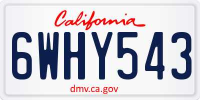 CA license plate 6WHY543