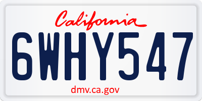 CA license plate 6WHY547