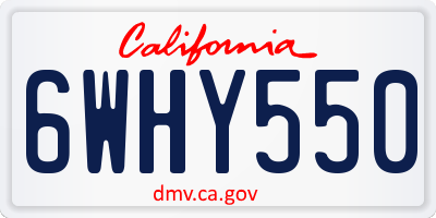 CA license plate 6WHY550