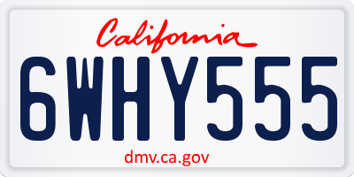 CA license plate 6WHY555
