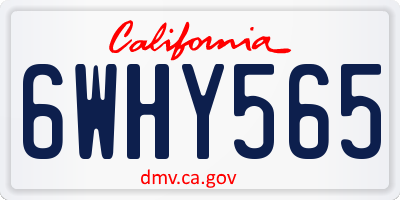 CA license plate 6WHY565