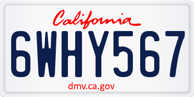 CA license plate 6WHY567