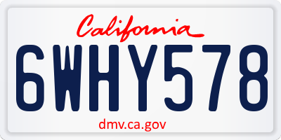 CA license plate 6WHY578