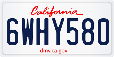 CA license plate 6WHY580