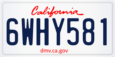 CA license plate 6WHY581