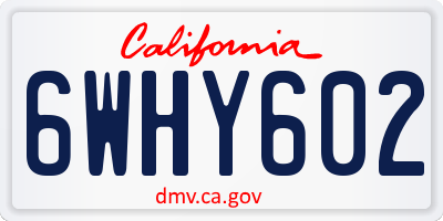 CA license plate 6WHY602
