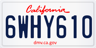 CA license plate 6WHY610
