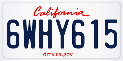 CA license plate 6WHY615