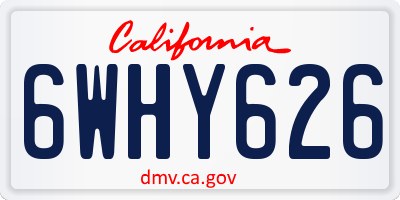 CA license plate 6WHY626