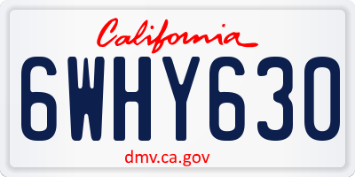 CA license plate 6WHY630