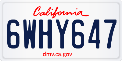 CA license plate 6WHY647
