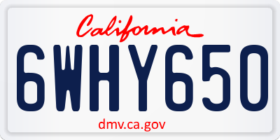 CA license plate 6WHY650
