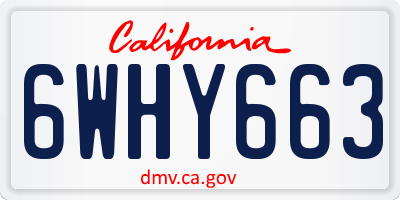 CA license plate 6WHY663