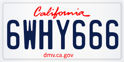 CA license plate 6WHY666