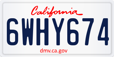 CA license plate 6WHY674