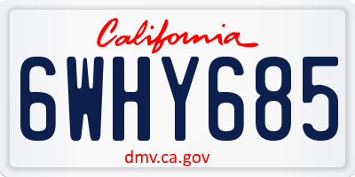 CA license plate 6WHY685