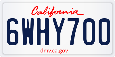 CA license plate 6WHY700