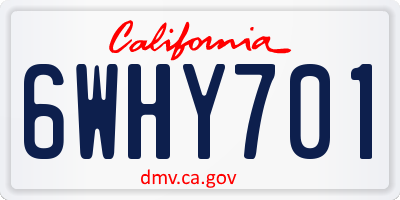 CA license plate 6WHY701