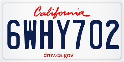 CA license plate 6WHY702