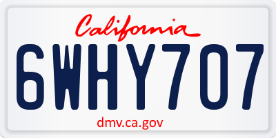 CA license plate 6WHY707