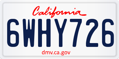 CA license plate 6WHY726