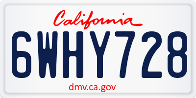 CA license plate 6WHY728