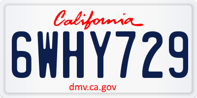 CA license plate 6WHY729