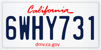 CA license plate 6WHY731