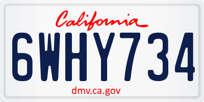 CA license plate 6WHY734