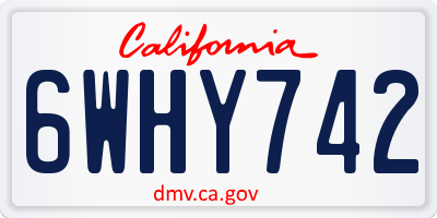 CA license plate 6WHY742