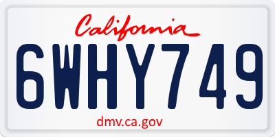 CA license plate 6WHY749