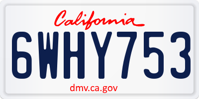 CA license plate 6WHY753