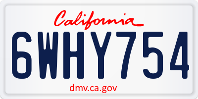CA license plate 6WHY754