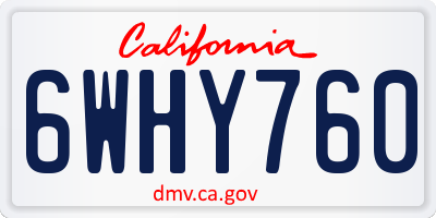CA license plate 6WHY760