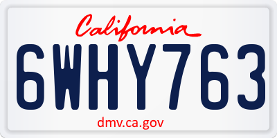 CA license plate 6WHY763
