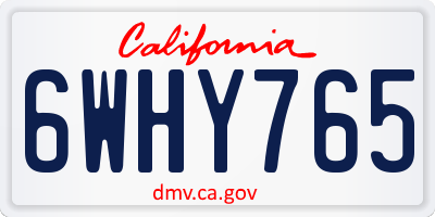 CA license plate 6WHY765