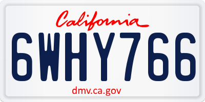 CA license plate 6WHY766