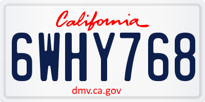 CA license plate 6WHY768