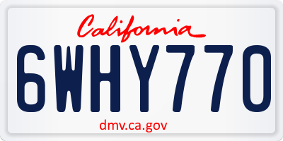 CA license plate 6WHY770