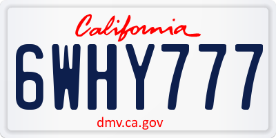 CA license plate 6WHY777