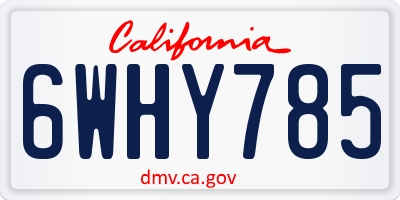 CA license plate 6WHY785