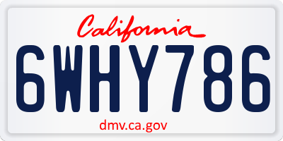 CA license plate 6WHY786