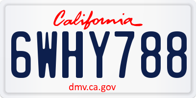 CA license plate 6WHY788
