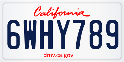 CA license plate 6WHY789