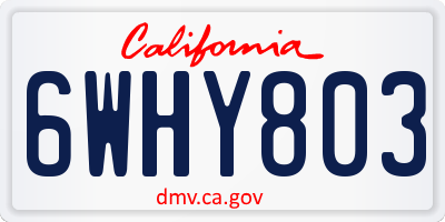 CA license plate 6WHY803