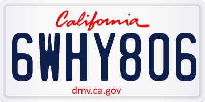CA license plate 6WHY806