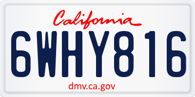 CA license plate 6WHY816