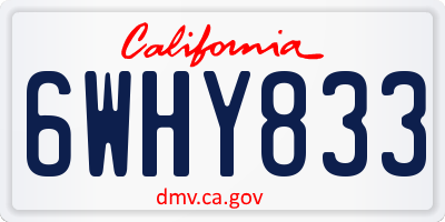 CA license plate 6WHY833