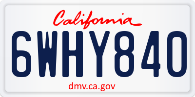 CA license plate 6WHY840