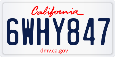 CA license plate 6WHY847